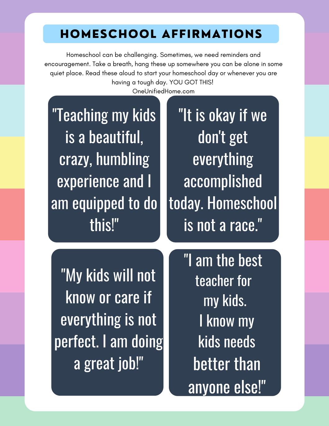Homeschool Daily Affirmations